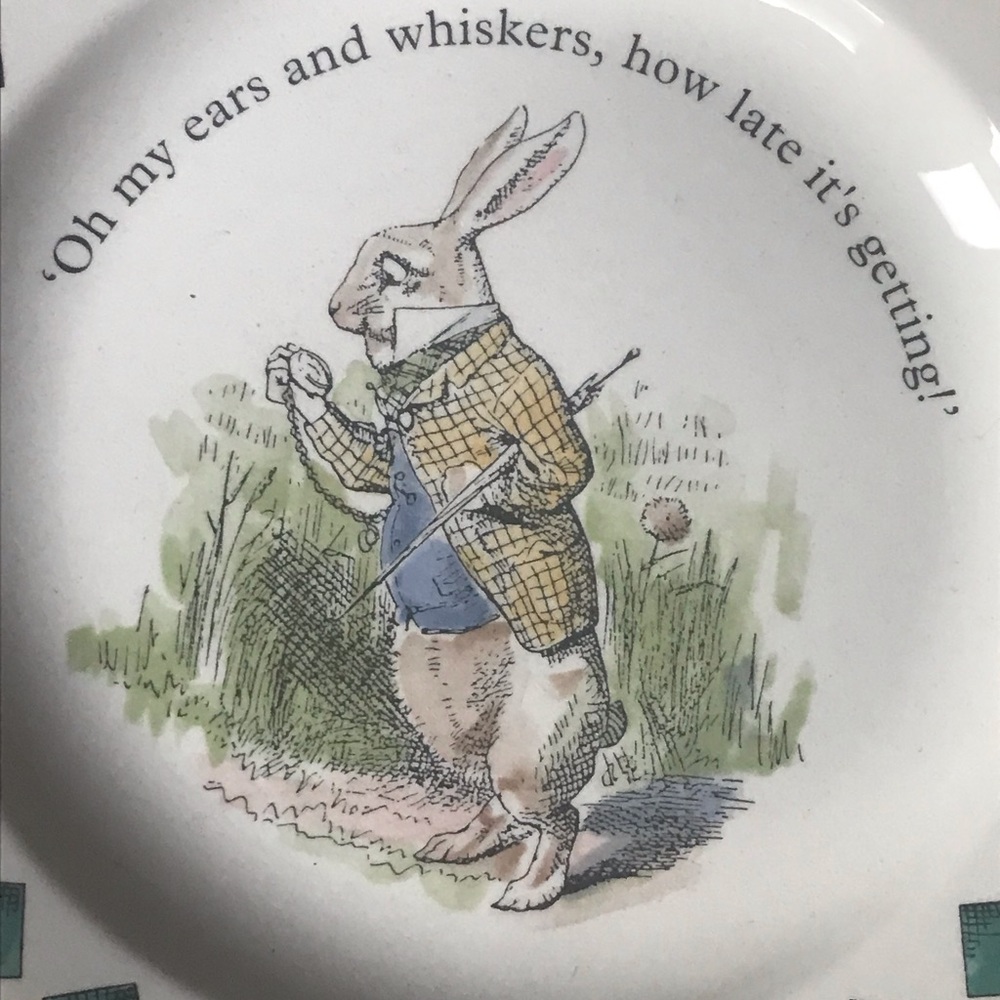 Alice in Wonderland White Rabbit plate Poole Pottery England RARE collectible - Picture 2 of 4